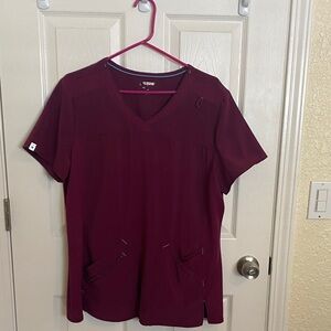 Women’s Large Burgundy V-neck ScrubStar Scrub Top